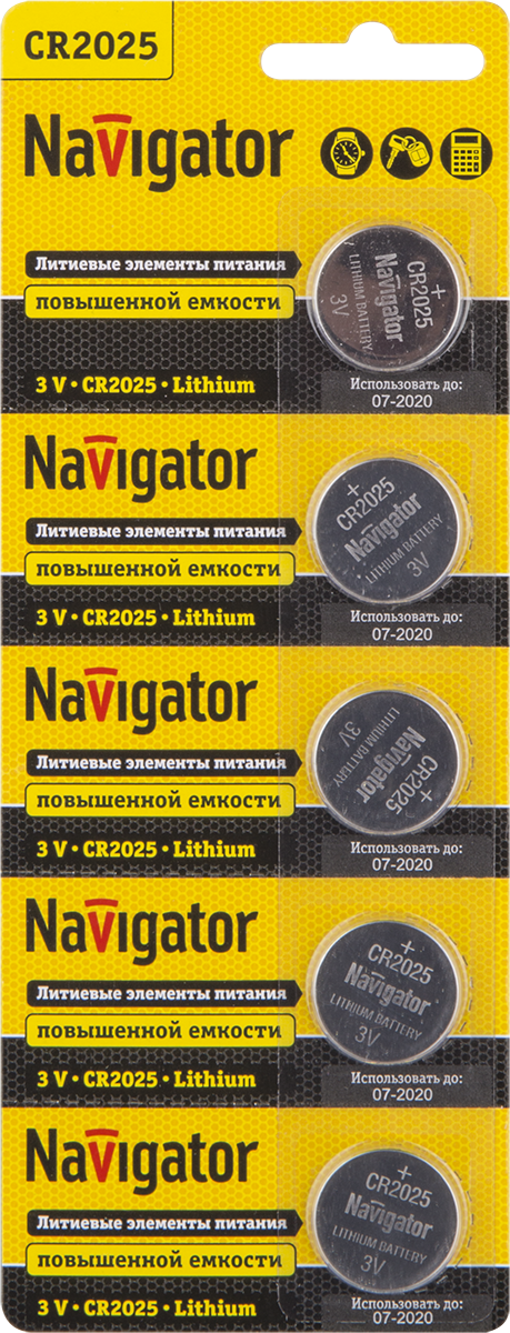Элемент питания NBT-CR2025-BP5 Navigator 94 764 , Ввезен из РФ