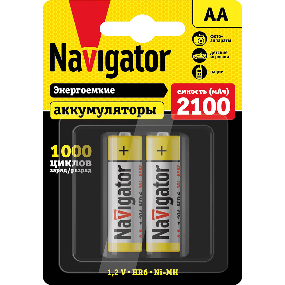 Аккумулятор NHR-2100-HR6-BP2 (уп.2шт) Navigator 94463, Ввезен из РФ