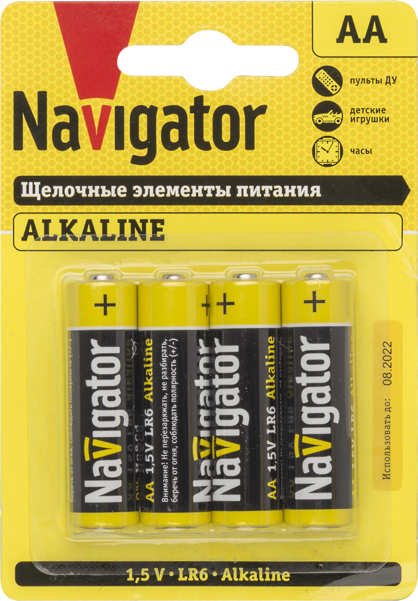 Элемент питания NBT-NPE-LR6-BP4 Navigator 61463, Ввезен из РФ