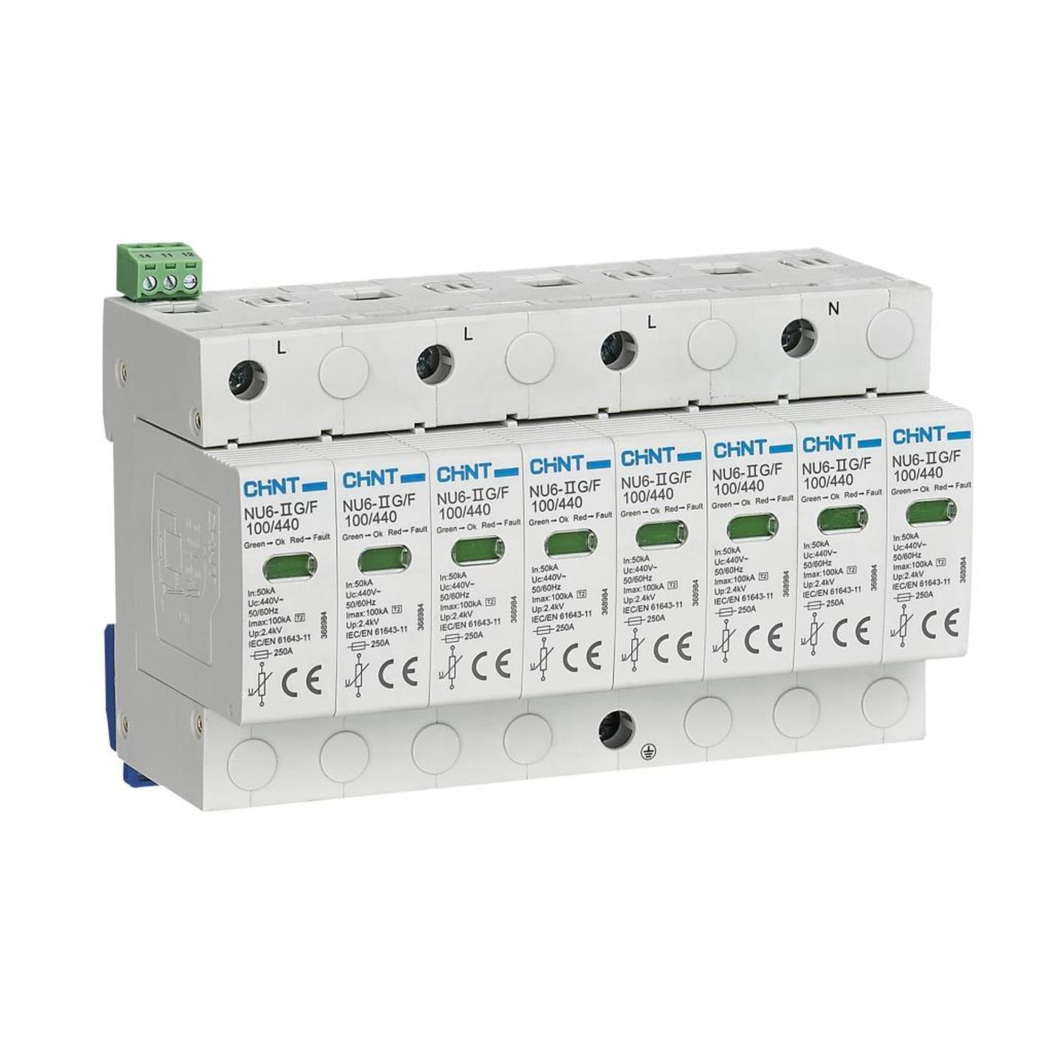 Ограничитель имп. перенапр. NU6-IIG 4P In=40кА Uc=440B Im=100кА (R)