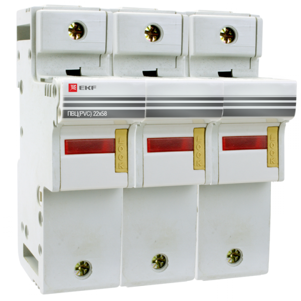 Предохранитель-разъединитель для ПВЦ 22x58 3P (с индикацией) EKF