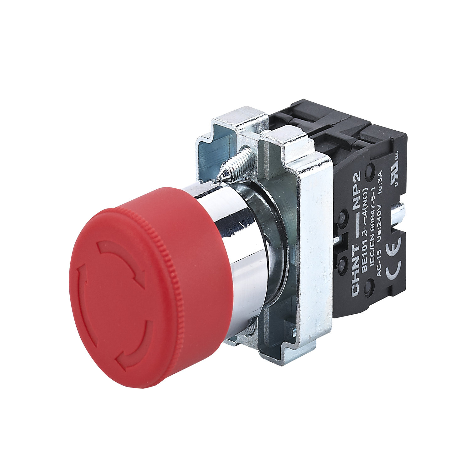 Кнопка управления "Грибок" Φ30мм (2) с фиксации NP2-BS445 без подсветки красная 1НЗ +1НО IP40