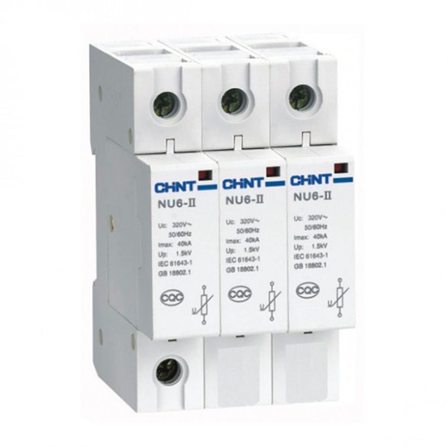 Ограничитель имп. перенапр. NU6-II 3P In=15кА Uc=385B Im=40кА