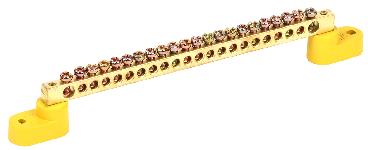 Шина PE "земля" на двух угловых изол ШНИ-6х9-22-У2-Ж IEK