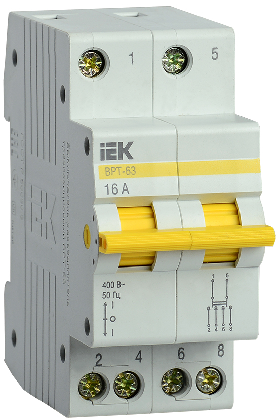 Выключатель-разъединитель трехпозиционный ВРТ-63 2P 16А IEK MPR10-2-016 IEK, Ввезен из РФ