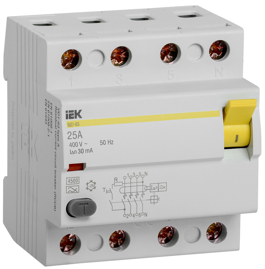 УЗО ВД1-63 4Р 25А 30мА тип А IEK