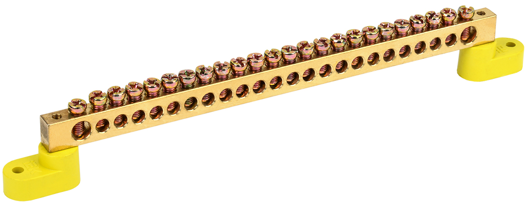 Шина PE "земля" на двух угловых изол ШНИ-8х12-24-У2-Ж IEK,