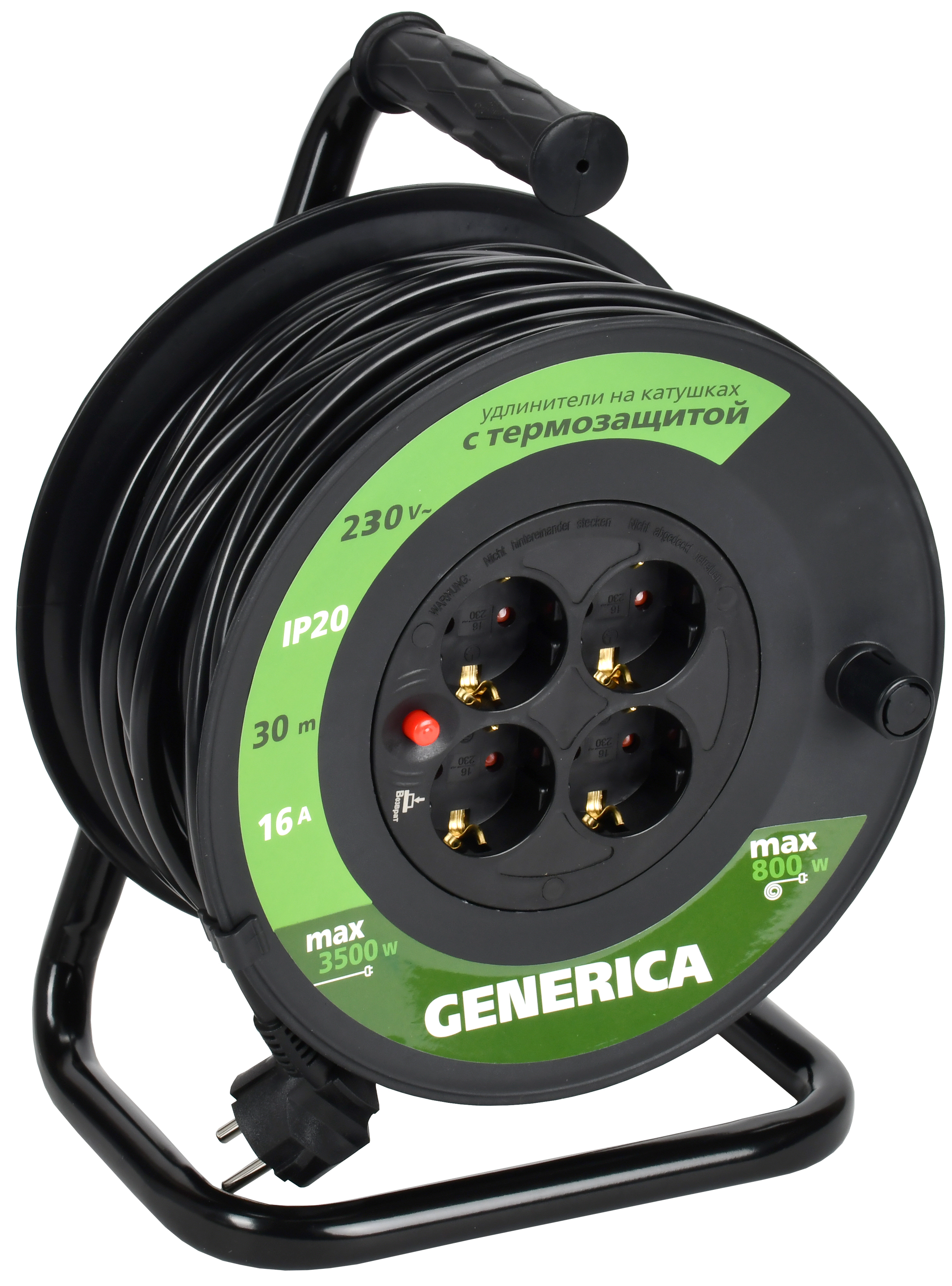 Катушка УК30 с т/з 4 места 2P+PE/30м 3х1,5мм2 GENERICA