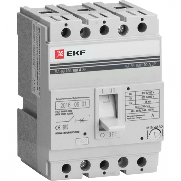 Выключатель автоматический ВА-99 160/ 40А 3P 35кА EKF PROxima