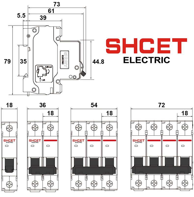 Выключатель автоматический ВА 47- 19 3Р 2А 6kA хар.С SHCET (Китай)