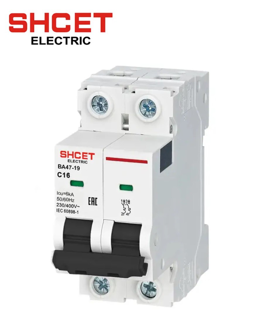 Выключатель автоматический ВА 47- 19 2Р 1А 6kA хар.С SHCET (Китай)