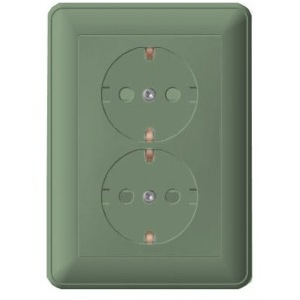 W59 Розетка 2-я с/у с/з з/шт 16А (шампань, с рамкой)(6шт) RS16-255-48,