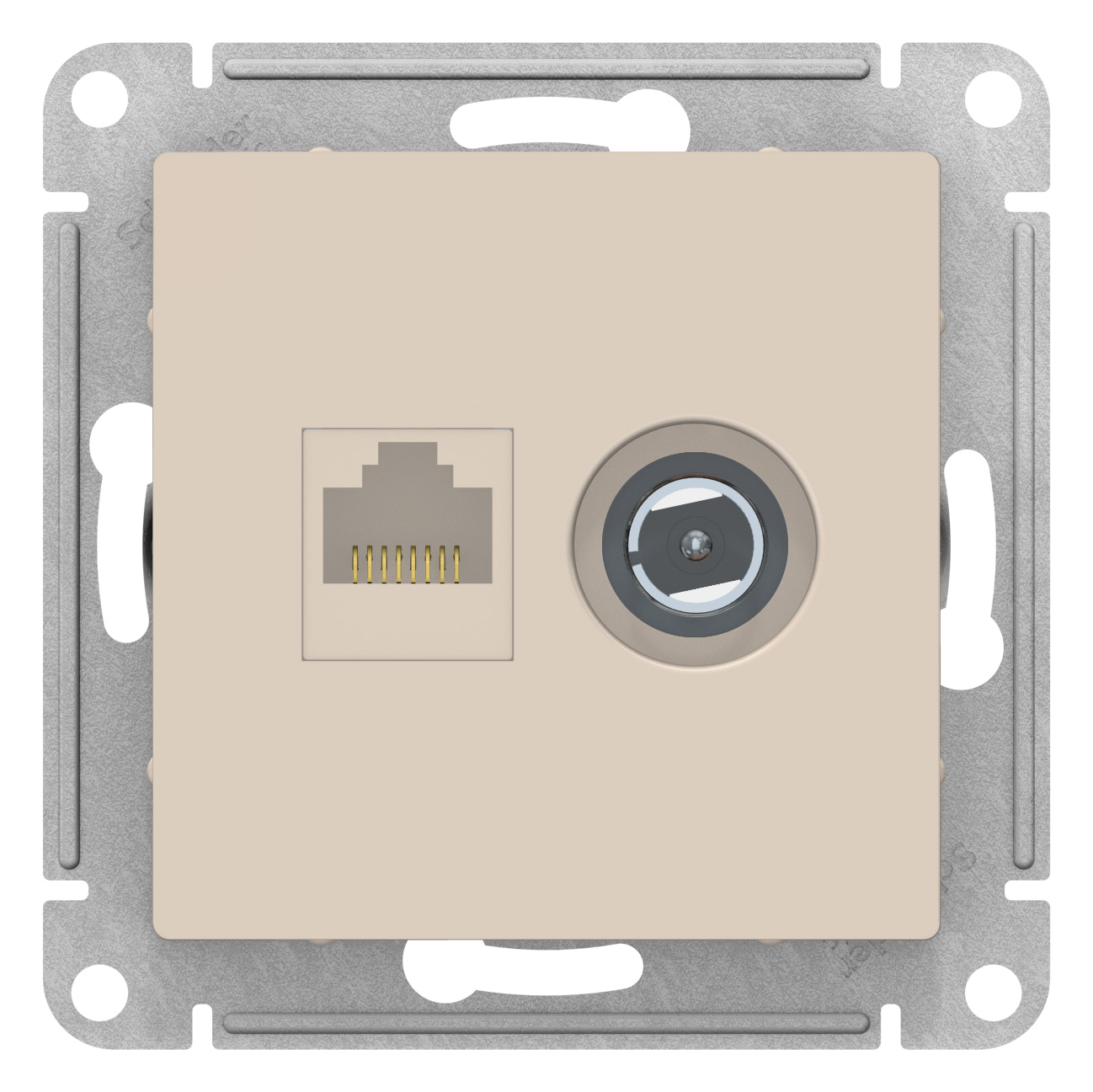 ATN000289 ATLAS РОЗЕТКА двойная комп+ТВ, RJ45+TV, кат.5E, механизм, БЕЖЕВЫЙ,Ввезен из РФ