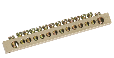 Шина PEN "земля-ноль" 8х12мм 14/2 (14групп/креп по краям) IEK,