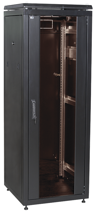 ITK Шкаф сетевой 19" LINEA N 47U 600х800 мм стеклянная передняя дверь, задняя металлическая черный