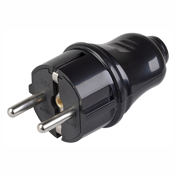 ВПп10-02-Ст Вилка разб. прямая з/к 16А черная IEK,