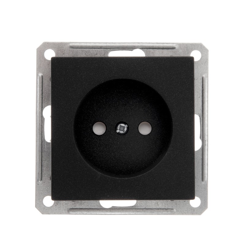 W59 Розетка 1-я с/у без/з з/шт 16А (черный бархат, б/рамки)(10шт) RS16-151-6-86,