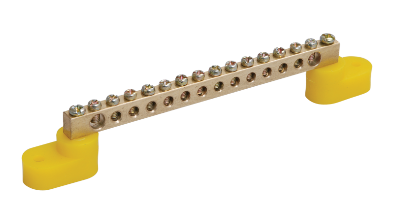 Шина PE "земля" на двух угловых изол ШНИ-6х9-14-У2-Ж IEK