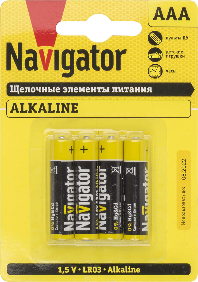 Элемент питания NBT-NPE-LR03-BP4 Navigator 61462, Ввезен из РФ