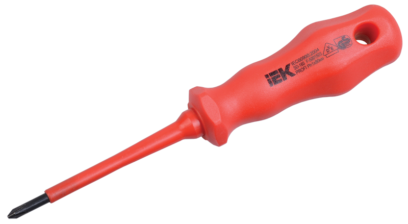 Отвертка 1х 80мм крест. диэлектрич. PROFI, TSC-3PH-180, ИЭК,