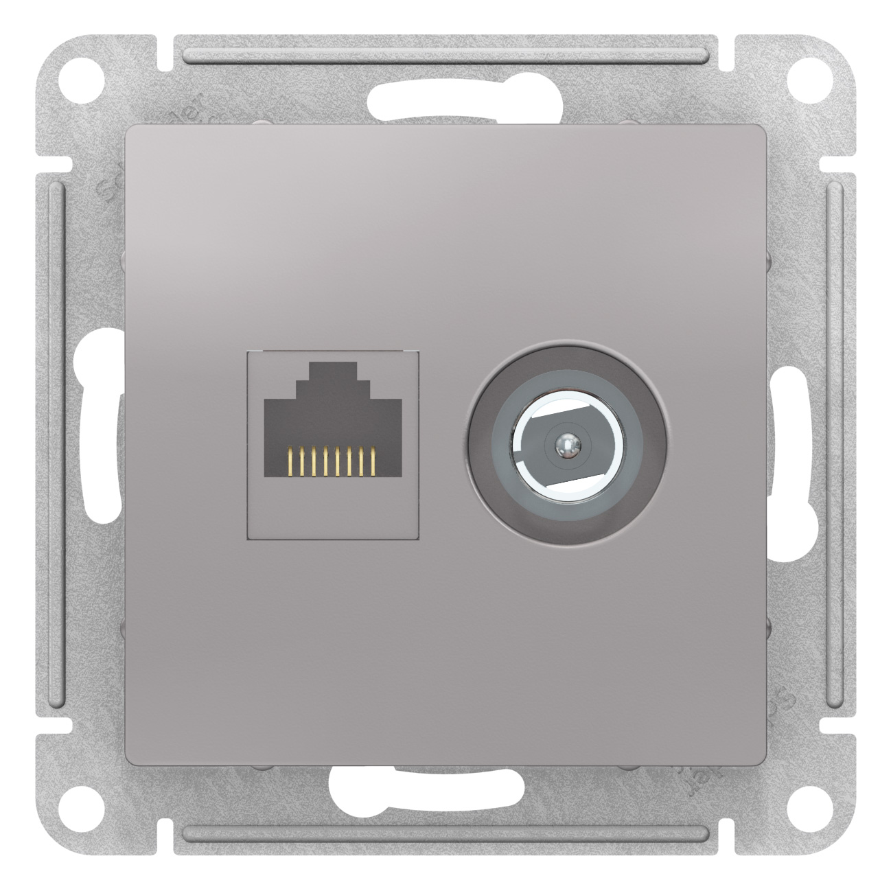 ATN000389 ATLAS РОЗЕТКА двойная ТВ + компьютерная RJ45, кат. 5Е, АЛЮМИНИЙ,Ввезен из РФ