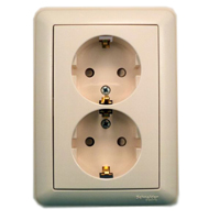 W59 Розетка 2-я с/у с/з з/шт 16А (сл.кость, с рамкой)(12шт) RS16-255-28,